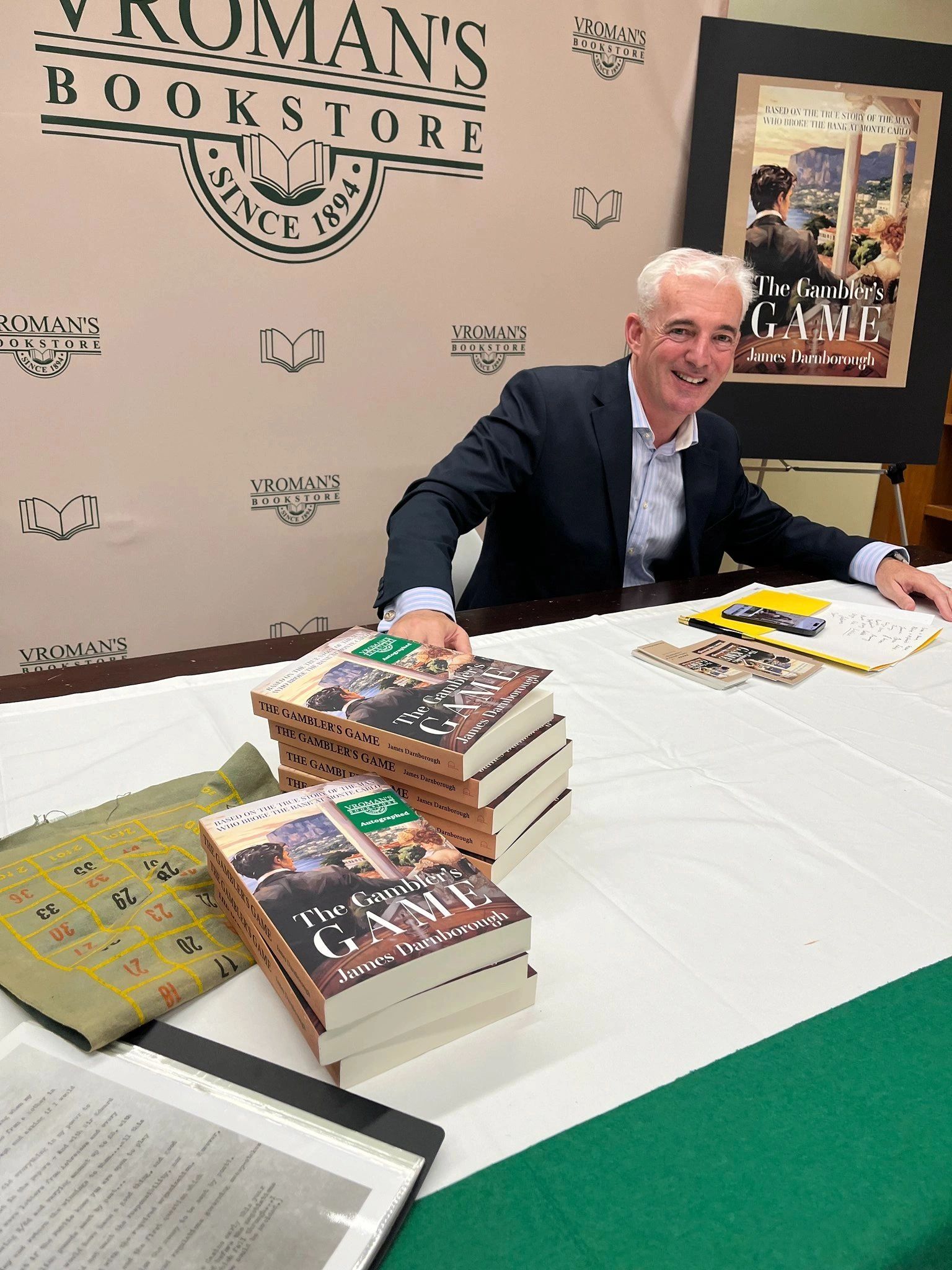 James Darnborough at Vroman's Bookstore signing copies of The Gambler's Game